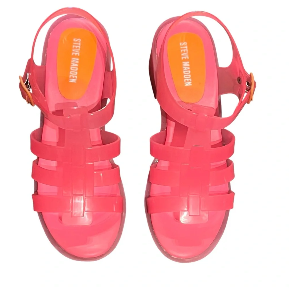 Steve Madden Pink Gladiator Block Heel Sandals. Size 5